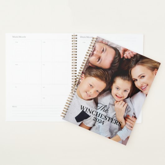 Aangepaste twee foto familienaam en jaar planner (Display)