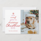 Aangepaste Twee Foto Grappig Huisdier Hond Woof Ke Feestdagenkaart (Voorkant)