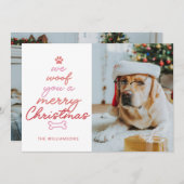 Aangepaste Twee Foto Grappig Huisdier Hond Woof Ke Feestdagenkaart (Voorkant / Achterkant)