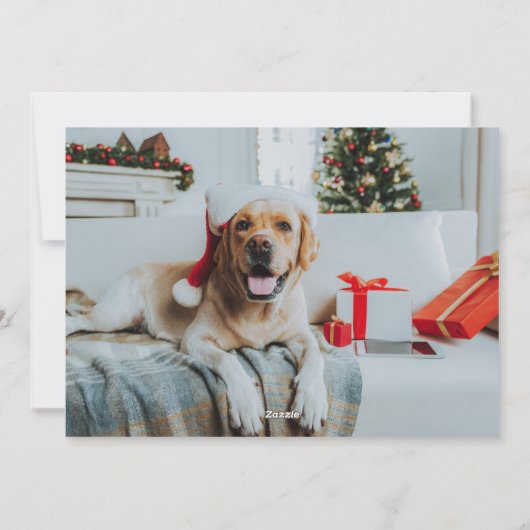 Aangepaste Twee Foto Grappig Huisdier Hond Woof Ke Feestdagenkaart (Achterkant)