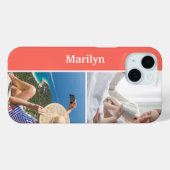 Aangepaste twee-foto iPhone Case met Naam Hoesje (Achterkant (horizontaal))