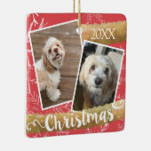 Aangepaste twee foto Kerstmis Keramisch Ornament (Rechts)