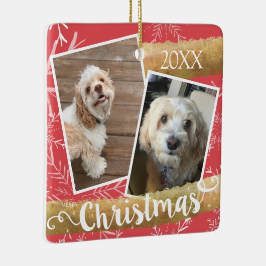Aangepaste twee foto Kerstmis Keramisch Ornament (Rechts)