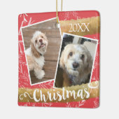 Aangepaste twee foto Kerstmis Keramisch Ornament (Links)