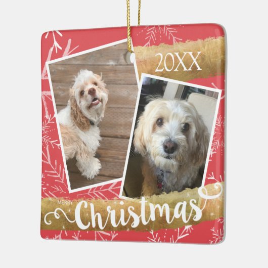 Aangepaste twee foto Kerstmis Keramisch Ornament (Links)