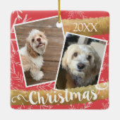 Aangepaste twee foto Kerstmis Keramisch Ornament (Achterkant)