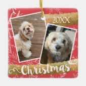 Aangepaste twee foto Kerstmis Keramisch Ornament (Voorkant)