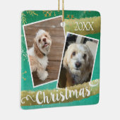 Aangepaste twee foto Kerstmis Keramisch Ornament (Rechts)