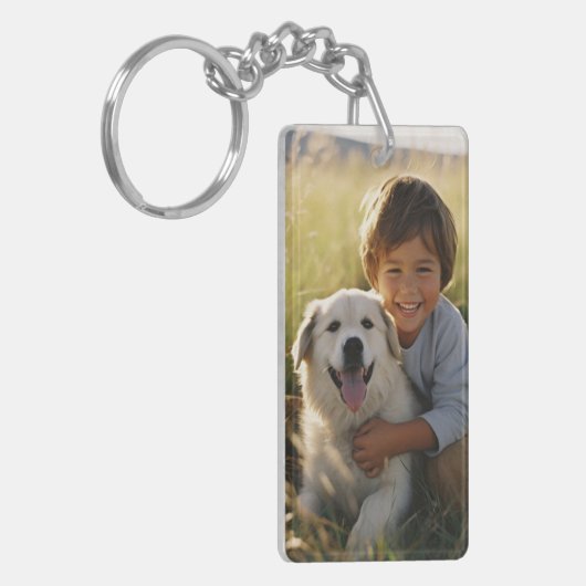 Aangepaste twee fotofamilie sleutelhanger (Voorkant Links)