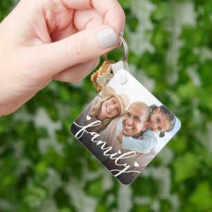 Aangepaste Twee Foto's Dubbelzijdige Familie Foto Sleutelhanger
