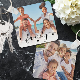 Aangepaste Twee Foto's Dubbelzijdige Familie Foto Sleutelhanger
