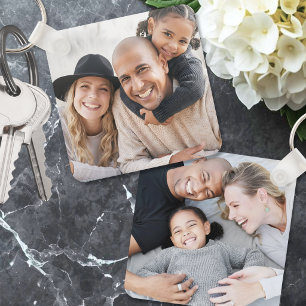 Aangepaste Twee Foto's Dubbelzijdige Familie Foto Sleutelhanger
