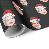 Aangepaste twee foto's Familie Santa Hat Gezicht Cadeaupapier (Rol Hoek)