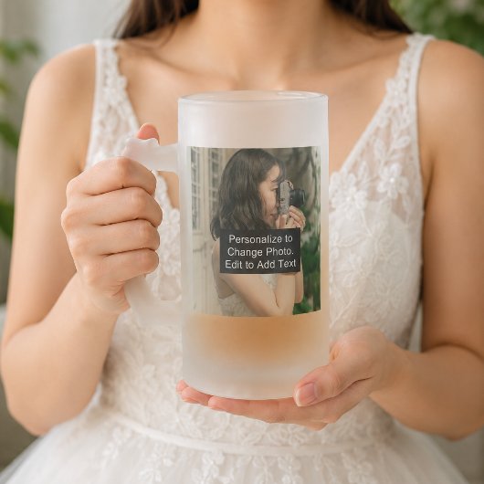 Aangepaste Twee Foto's Kunstwerk Slogan 16 oz Matglas Bierpul