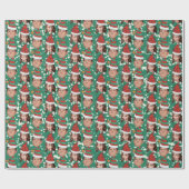 Aangepaste Twee Gezicht Foto Grappig Kerstcadeau P Cadeaupapier (Vlak)