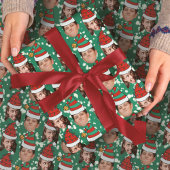 Aangepaste Twee Gezicht Foto Grappig Kerstcadeau P Cadeaupapier