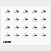 Aangepaste Twee Hartén Eén Liefde Zwanen Vierkante Sticker (Vel)