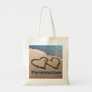 Aangepaste twee harten in de zand Canvas tas