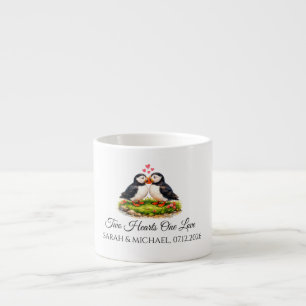 Aangepaste Twee Hartjes Eén Liefde Papegaaiduikers Espresso Kop