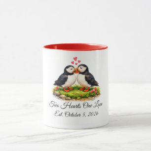 Aangepaste Twee Hartjes Eén Liefde Papegaaiduikers Mok
