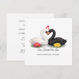 Aangepaste Twee Hartjes Eén Liefde Zwanen Vierkant