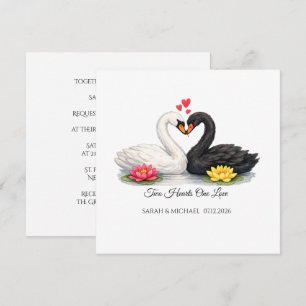 Aangepaste Twee Hartjes Eén Liefde Zwanen Vierkant