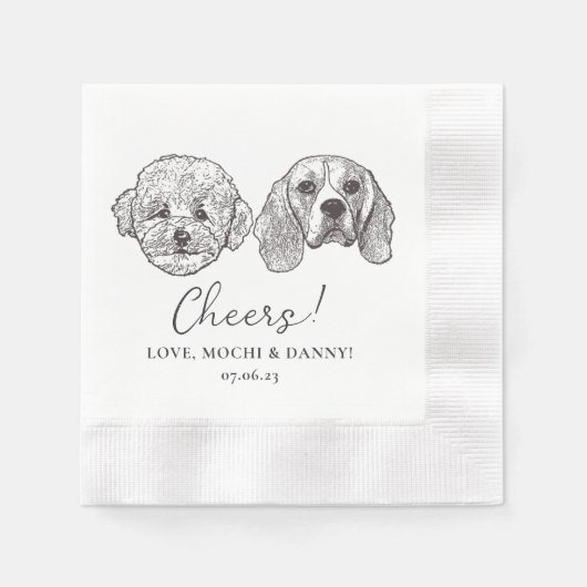 Aangepaste Twee Huisdier Servetjes Voor Cocktails  Servet (Voorkant)