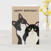 Aangepaste twee katten gefeliciteerd met je verjaa kaart (Gele Bloem)