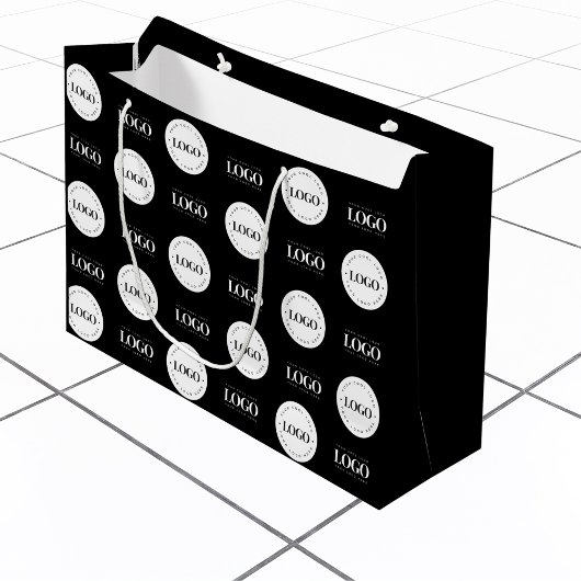 Aangepaste twee logo stap en herhaal bedrijfscolmp groot cadeauzakje