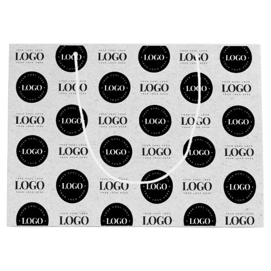 Aangepaste twee logo stap & herhaal zakelijk grijs groot cadeauzakje (Voorkant)