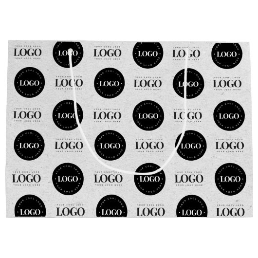 Aangepaste twee logo stap & herhaal zakelijk grijs groot cadeauzakje (Achterkant)