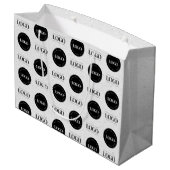 Aangepaste twee logo stap & herhaal zakelijk grijs groot cadeauzakje (Achterkant Gekanteld)