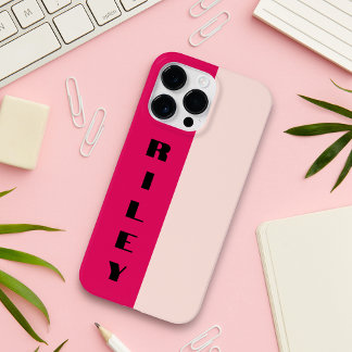 Aangepaste tweedelige kleurblok roos framboos grot iPhone 14 pro max hoesje