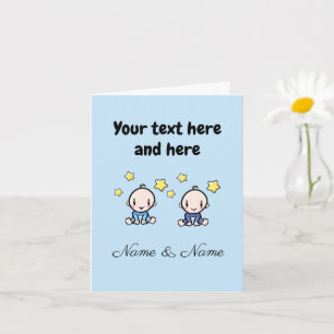 Aangepaste Tweeling Baby Jongens Felicitaties met  Kaart