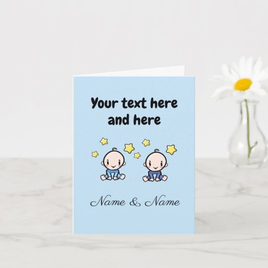Aangepaste Tweeling Baby Jongens Felicitaties met Kaart (Kleine Plant)