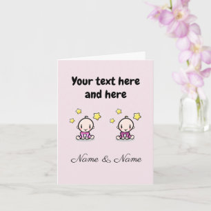 Aangepaste Tweeling Baby Meisjes Felicitaties met  Kaart