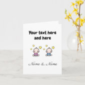 Aangepaste Tweeling Baby's Felicitaties, Meisje &  Kaart (Gele Bloem)