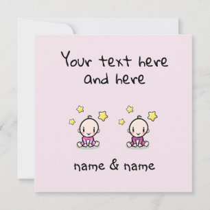 Aangepaste Tweeling Meisjes Felicitaties met Namen Kaart
