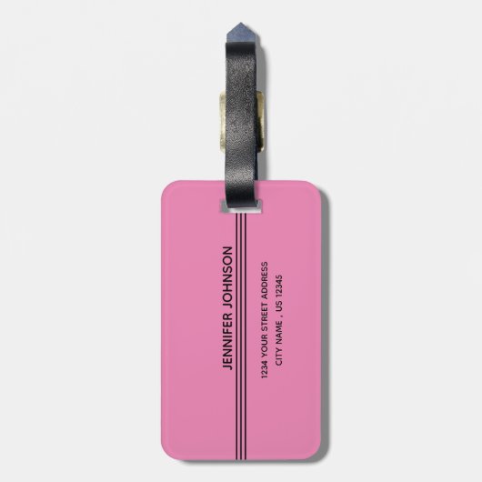 Aangepaste tweeslachtig Script-naam - adres roze z Bagagelabel (Achterkant verticaal)