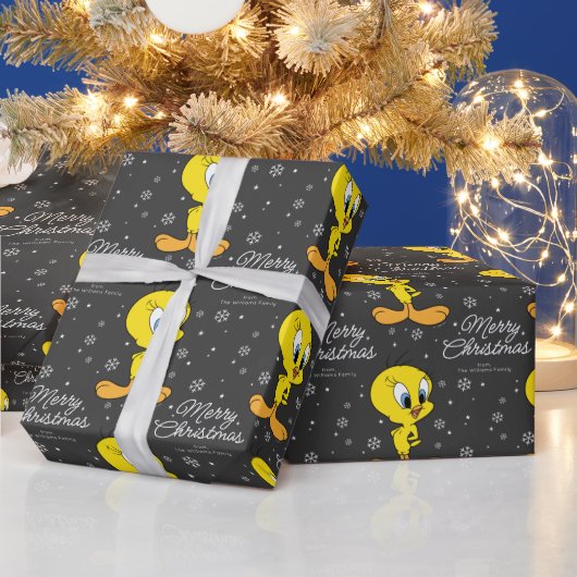 Aangepaste TWEETY™ Vogel Vrolijk Kerstfeest Cadeaupapier (Feestdagen)