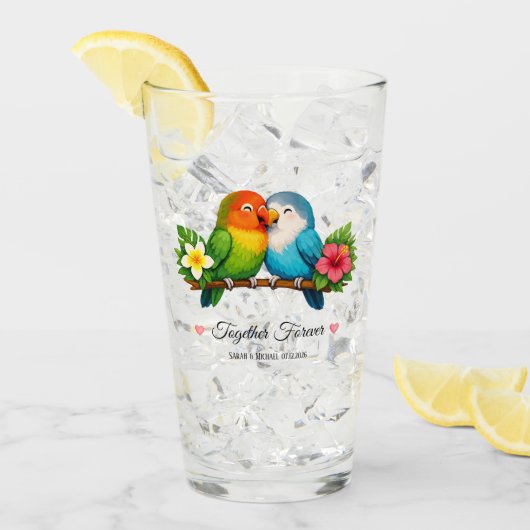 Aangepaste tweezijdige liefdesduiven glas (Voorkant ijs)
