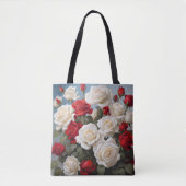 Aangepaste tweezijdige rode & witte roos bloemige  tote bag (Voorkant)