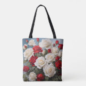 Aangepaste tweezijdige rode & witte roos bloemige  tote bag (Achterkant)