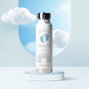 Aangepaste Twin Boys Regenboog Voetafdrukken Waterfles