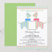 Aangepaste Twin Giraffe Drijvende Baby Shower Kaart (Voorkant / Achterkant)