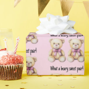 Aangepaste Twin Girls Baby shower, Schattigee Tedd Cadeaupapier