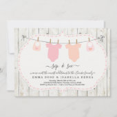 Aangepaste Twin Girls Sip en zie Uitnodiging (Voorkant)