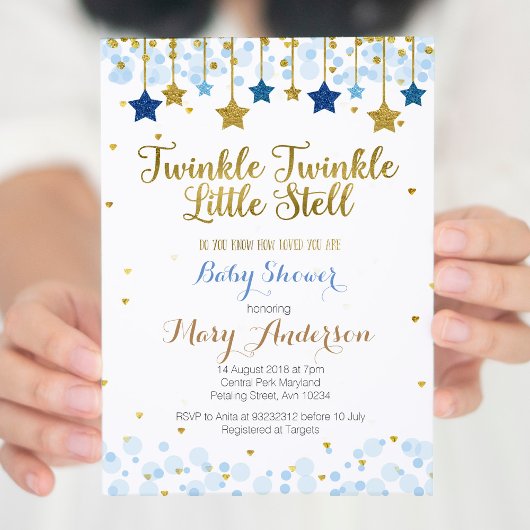 Aangepaste Twinkle Little Star Baby shower uitnodi Kaart