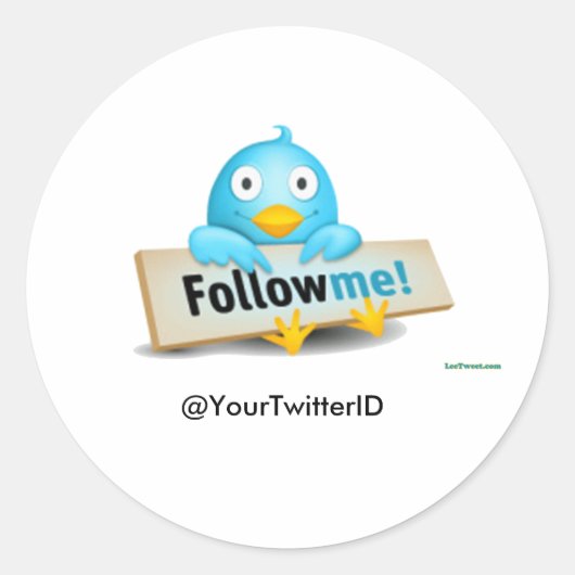 Aangepaste Twitter ID Volg Mij Vogelstickers Ronde Sticker (Voorkant)