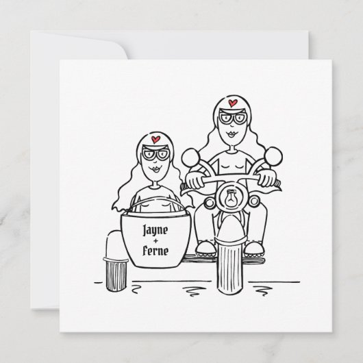Aangepaste 'Two Brides'-motorfiets en zijspan avon Kaart (Voorkant)